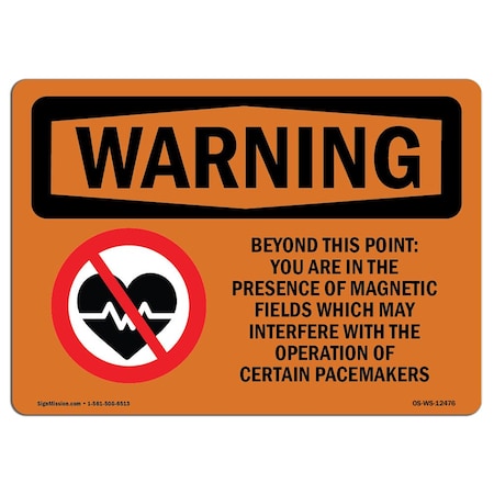 Signmission Safety Sign, OSHA WARNING, 3.5" Height, Beyond This Point Magnetic Fields, Landscape, 10PK OS-WS-D-35-L-12476-10PK
